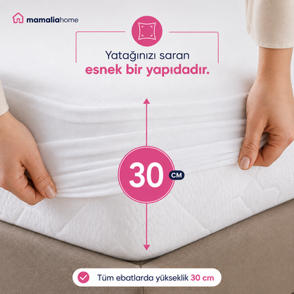 Mamaliahome Premium Sıvı Geçirmez Yatak Koruyucu Alez | Ultra Sessiz, Nefes Alan, Full Kenar Lastikli Mikrofiber