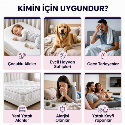 Mamaliahome Premium Sıvı Geçirmez Yatak Koruyucu Alez | Ultra Sessiz, Nefes Alan, Full Kenar Lastikli Mikrofiber